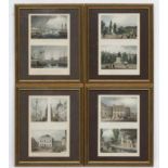 After Thomas Homer Shepherd (1793 - 1864), 9 coloured engravings in 4 frames, 'Views of London '.