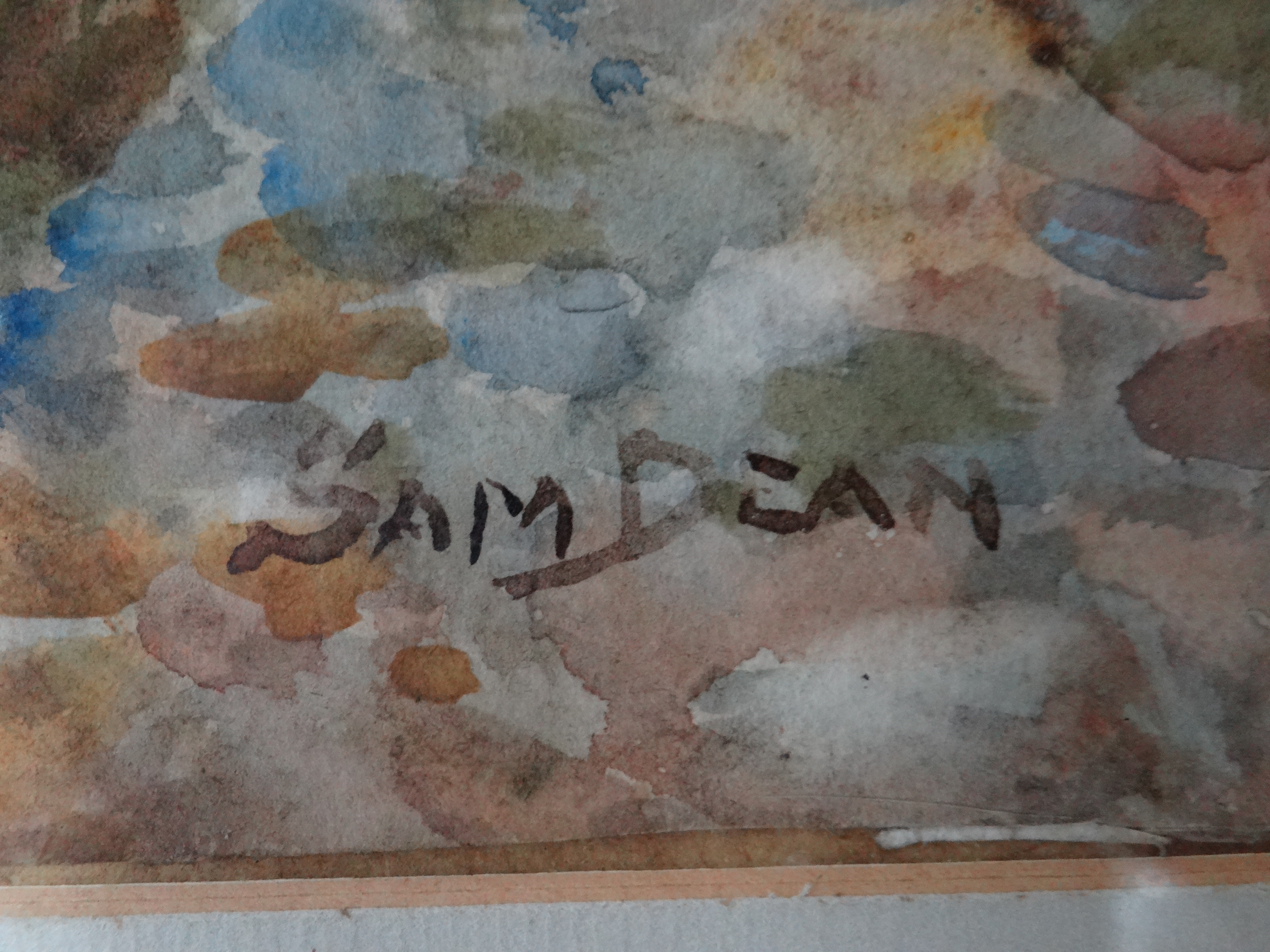 Sam Dean XX, Watercolour. Trout fishing on a woodland river. Signed lower right. - Image 2 of 5