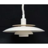 Vintage Retro :A Danish designed Lyskar Rise and Fall Pendant light / Lamp with white livery ,