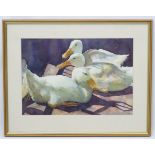 Joan Cook XX, Watercolour, ' Sunlit Ducks', Signed lower right and titled etc. verso.