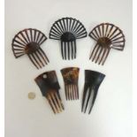 Vintage celluloid/faux tortoise shell etc hair mantles and hair combs/pins etc (6)