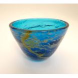 A turquoise Art Glass bowl in the Mdina style 5 3/4" wide x 4 1/4" high CONDITION: