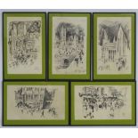 After Willian Papas (1927-2000), Monochrome prints X 5, ' Marketplace , Manchester ',