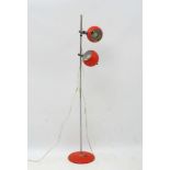 Vintage Retro : A Danish designed red spherical twin lamp / multi directional spot lamp / standard