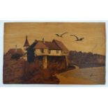 Paul Spindler ( 1907-1980) French Marquetry inlaid panel ' Bergues (?) 1949 ' France Inscribed (