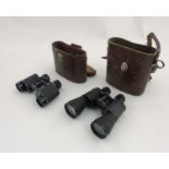 Binoculars : a pigskin cased set of Lieberman & Gortz 20 x 45 binoculars,