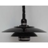 Vintage Retro : A Danish designed Rise and Fall Pendant light / Lamp with black livery ,
