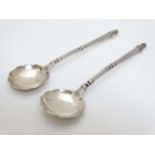 A pair of French silver spoons with engraved decoration 6" long CONDITION: Please