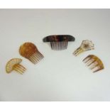 Vintage celluloid/faux tortoise shell etc hair pins/mantles (5) CONDITION: Please