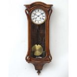 Twin weight Vienna Regulator walnut wall Clock : a Continental Art Nouveau influence late 19 thC