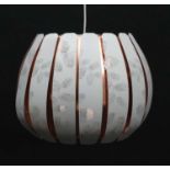 Vintage Retro : A Danish designed Pendant light / lamp with white over copper livery ,