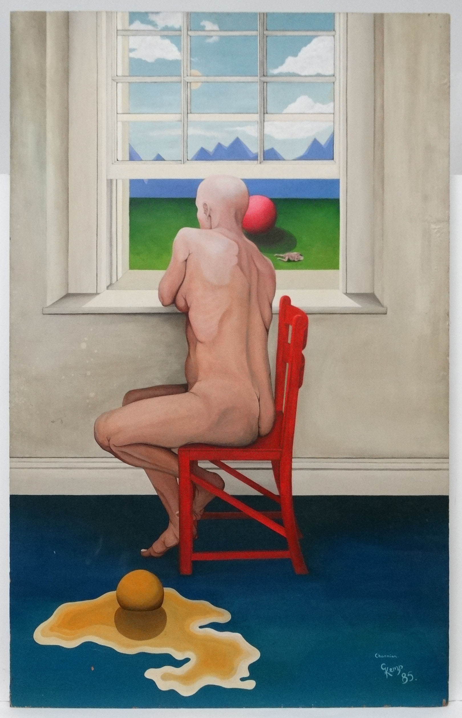 C Kemp XX, Oil on board, ' Charmian ' Large surreal nude, Titled , - Image 2 of 4