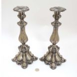 A pair of Continental silver plate candlesticks 13 1/4" high CONDITION: Please Note