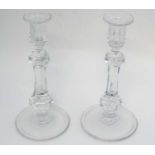 A pair of cut glass candlesticks Approx 10 3/4" high CONDITION: Please Note - we
