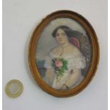 ** Pierre **Billiard XIX-XX, Miniature on ivory oval, Portrait of a seated girl, Signed upper left.