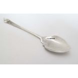 A silver Albany pattern preserve spoon hallmarked Birmingham 1927 maker H Vale & Co.