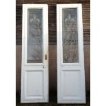 Architectural , Garden Salvage : a pair of large 2/3 glazed doors with heavy fold back hinges ,