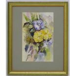 D Carolan late XX, Watercolour, Pansies , a floral piece, Signed and dated ' 98' lower right.