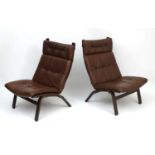 Vintage Retro : a pair of Danish Stouby like formed laminate open armchairs,