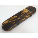 A 19thC hinged lidded blonde tortoiseshell covered spectacle case 6" long CONDITION: