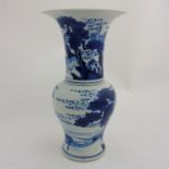 A Chinese Blue and White porcelain Gu vase depicting crane birds,