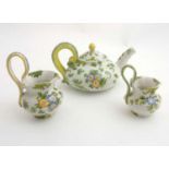 An early / mid 20thC Cantagalli, Italian Majolica Tea Set,