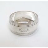 A silver napkin ring hallmarked Birmingham 1960 maker Turner & Simpson (30g) CONDITION: