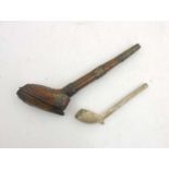18thC Dutch pipe case and pipe : A Dutch East India Company ? carved and ornamented ( engraved
