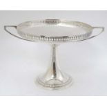 WMF : a large silver plate pedestal tazza with 2 handles , stamped ' WMF I/O ' ,