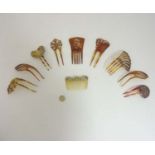 Vintage celluloid/faux tortoise shell etc hair pins/combs,