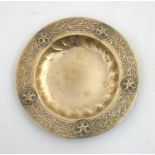Decorative Metalware : An Arts and Crafts chased phosphor bronze / brass dish shaped visiting card
