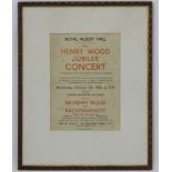 Poster :The Henry Wood Jubilee Concert at The Royal Albert Hall to celebrate Sir Henry Wood's 50th