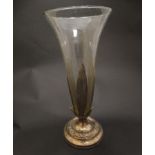 A glass epergne / vase with silver plate pedestal stand / holder.