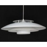 Vintage Retro : A Danish designed Lys Mesteren Pendant light / Lamp with white livery , labelled ,