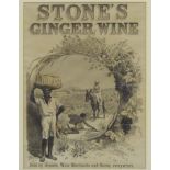 Advertising : a 'Stones Ginger Wine ' advert ' Sold by grocers , Wine merchants and Stores ,