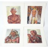 After Joy Adamson, Kenyan coloured prints, ' Bonu Barfata ....', ' Achia Mkunu...', Sarino Maula....