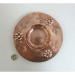 Decorative Metalware : An Arts and Crafts plannished and cobossed copper tray with punched berry