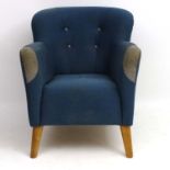 Vintage Retro / Mid Century Modern : A Danish Art Deco style club armchair with cloth upholstery ,