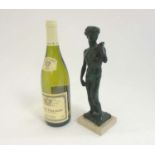 Patinated bronze Sculpture: David standing on a square marble socle 11" high CONDITION: