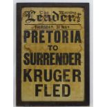 Militaria : A framed Boer war era Newspaper headline sheet from The Morning Leader ( South Africa )