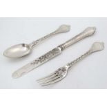 A Victorian 3-piece silver christening set comprising knife fork and spoon.