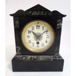 Mantle Clock : A 30 hr Timepiece with Slate and marble case , cylinder.