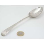 A silver old English pattern table spoon hallmarked London 1786 maker Thomas Northcote.