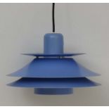 Vintage Retro : A Danish designed Horn Pendant light / Lamp with blue livery , model 753,