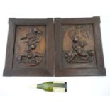 Garden and Architectural Salvage: a pair of Victorian Oak framed panels ,