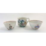 3 Chinese famille rose ceramics including a pair of bowls decorated in enamels with scene of father