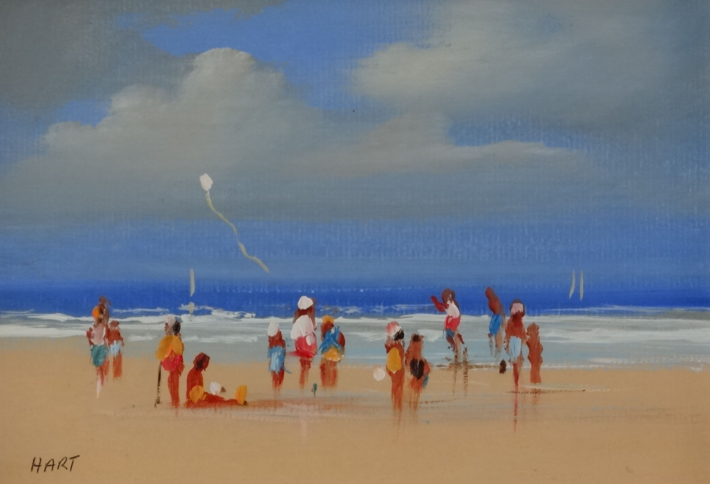 HART XX, Acrylic on board, Beach scene, Signed lower left . - Image 4 of 5