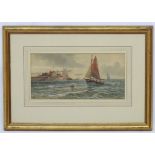 C Blake, Watercolour, Fishing boats off Sandgate,