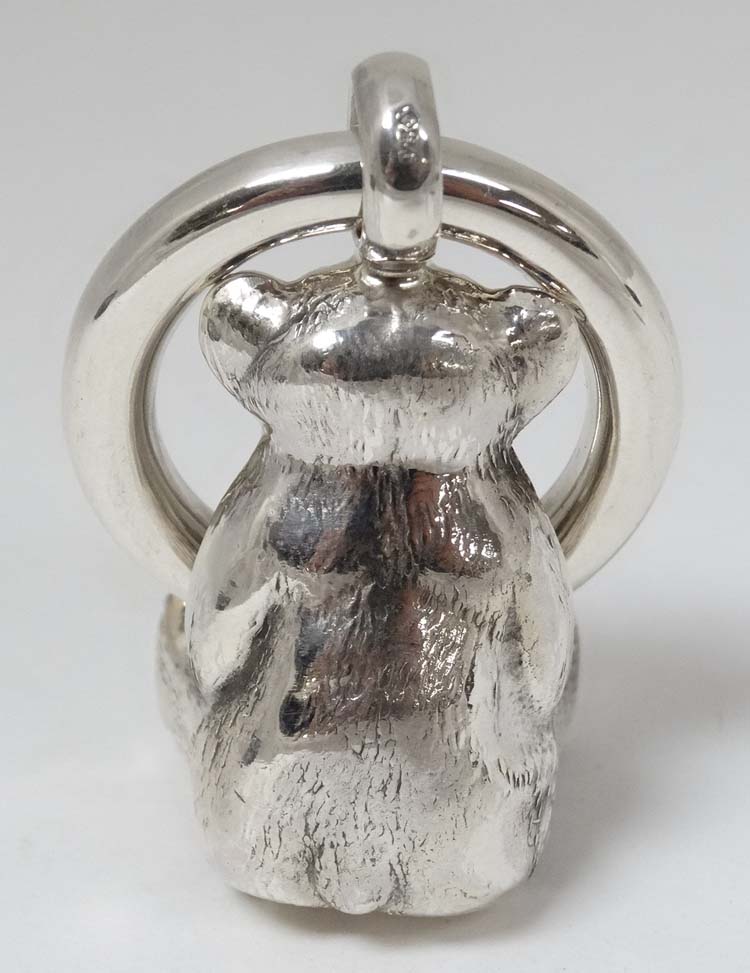 A 925 silver rattle / charm formed as a Teddy bear. - Image 6 of 6
