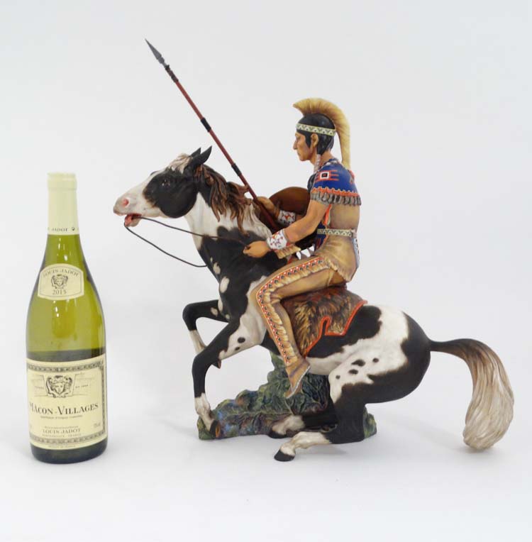 A 1967 Limited Edition Royal Doulton figure "Indian Brave" of a red Indian on a rearing horse with - Image 6 of 11